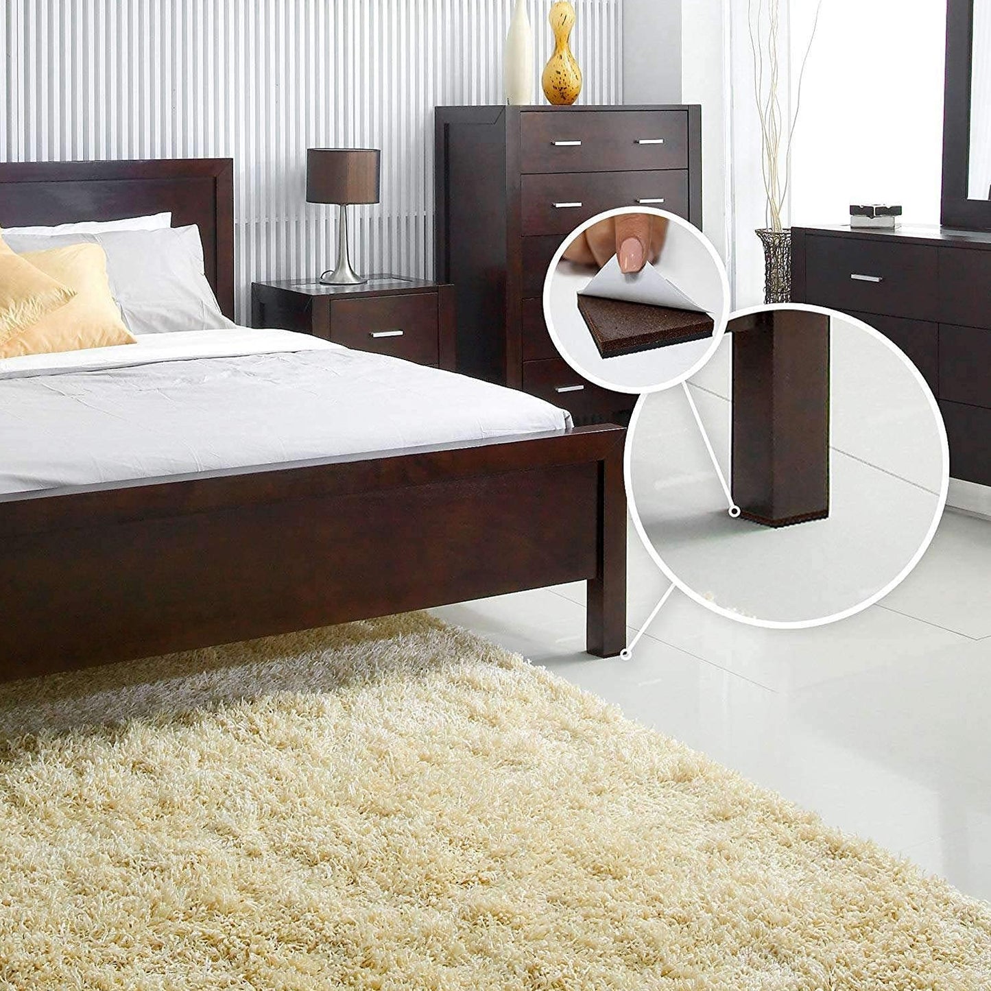 Square Self Adhesive Door Wardrobe Furniture Feet Pad (Pack Of 1pc).